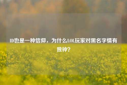 ID也是一种信仰，为什么LOL玩家对黑名字情有独钟？
