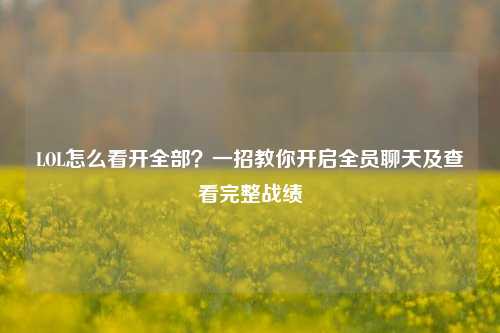 LOL怎么看开全部？一招教你开启全员聊天及查看完整战绩