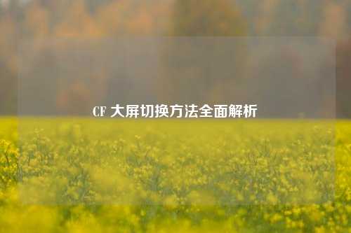 CF 大屏切换方法全面解析