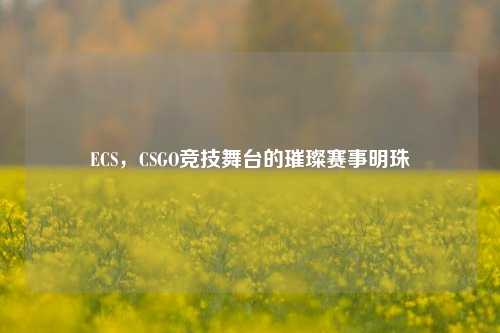 ECS，CSGO竞技舞台的璀璨赛事明珠