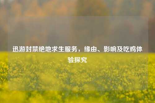 迅游封禁绝地求生服务，缘由、影响及吃鸡体验探究