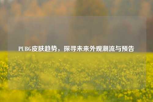 PUBG皮肤趋势，探寻未来外观潮流与预告