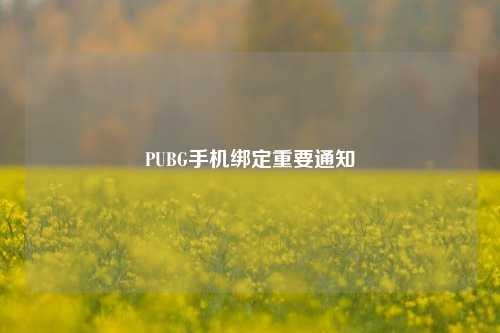 PUBG手机绑定重要通知