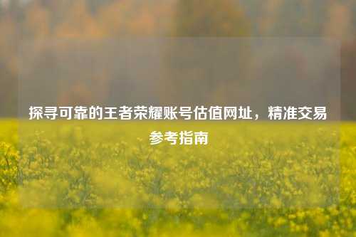 探寻可靠的王者荣耀账号估值网址，精准交易参考指南