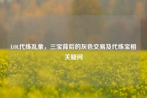 LOL代练乱象，三宝背后的灰色交易及代练宝相关疑问