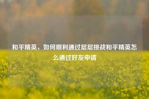 和平精英，如何顺利通过层层挑战和平精英怎么通过好友申请