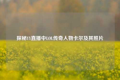 探秘YY直播中LOL传奇人物卡尔及其照片