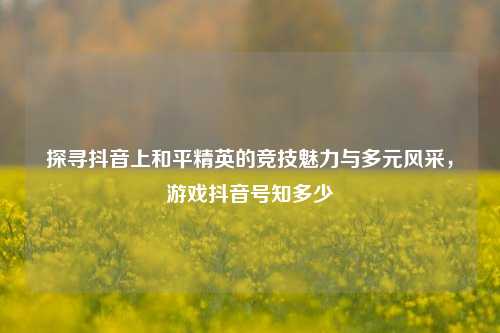 探寻抖音上和平精英的竞技魅力与多元风采，游戏抖音号知多少