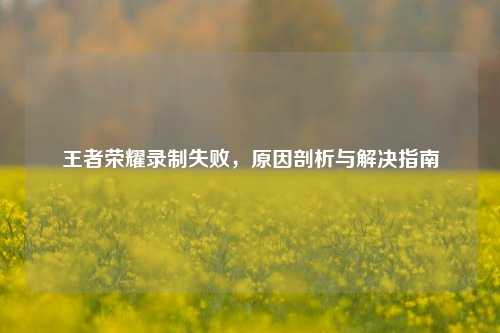 王者荣耀录制失败，原因剖析与解决指南