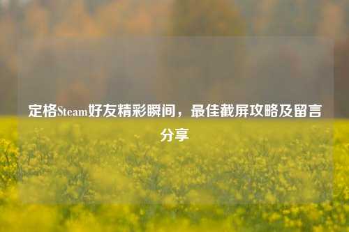 定格Steam好友精彩瞬间，最佳截屏攻略及留言分享