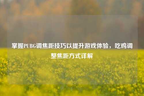 掌握PUBG调焦距技巧以提升游戏体验，吃鸡调整焦距方式详解