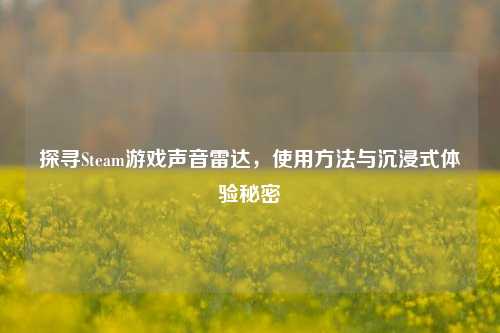 探寻Steam游戏声音雷达，使用方法与沉浸式体验秘密