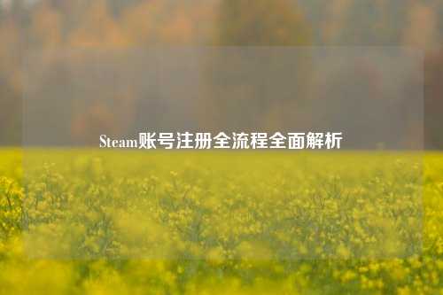 Steam账号注册全流程全面解析