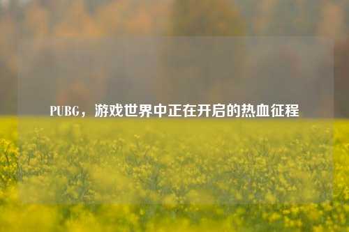 PUBG，游戏世界中正在开启的热血征程