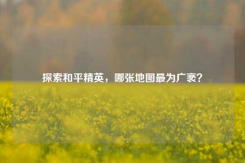 探索和平精英，哪张地图最为广袤？