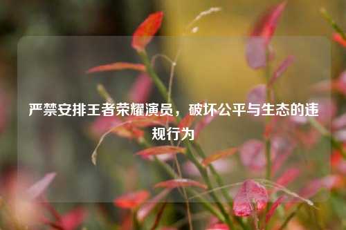 严禁安排王者荣耀演员，破坏公平与生态的违规行为