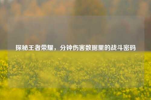 探秘王者荣耀，分钟伤害数据里的战斗密码