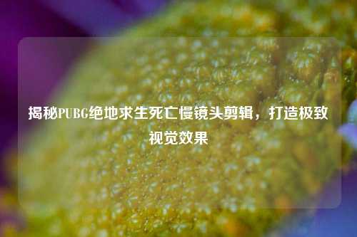 揭秘PUBG绝地求生死亡慢镜头剪辑，打造极致视觉效果