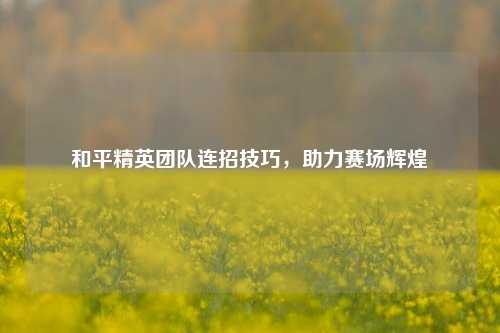 和平精英团队连招技巧，助力赛场辉煌