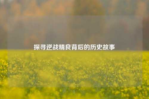 探寻逆战精良背后的历史故事