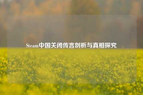 Steam中国关闭传言剖析与真相探究