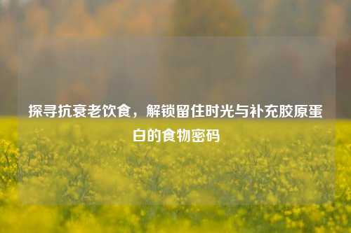 探寻抗衰老饮食，解锁留住时光与补充胶原蛋白的食物密码