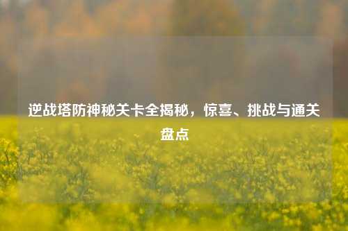 逆战塔防神秘关卡全揭秘，惊喜、挑战与通关盘点