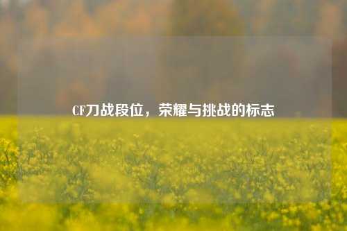 CF刀战段位，荣耀与挑战的标志
