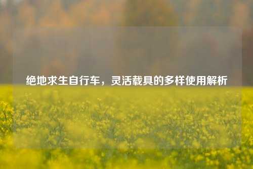 绝地求生自行车，灵活载具的多样使用解析