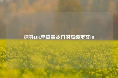 探寻LOL里高贵冷门的高级英文ID