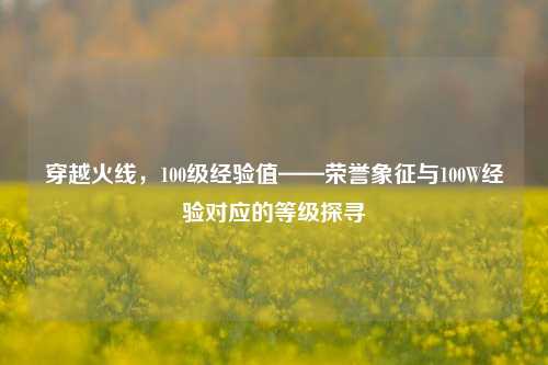 穿越火线，100级经验值——荣誉象征与100W经验对应的等级探寻