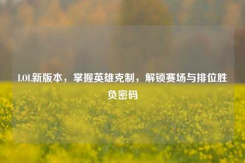 LOL新版本，掌握英雄克制，解锁赛场与排位胜负密码