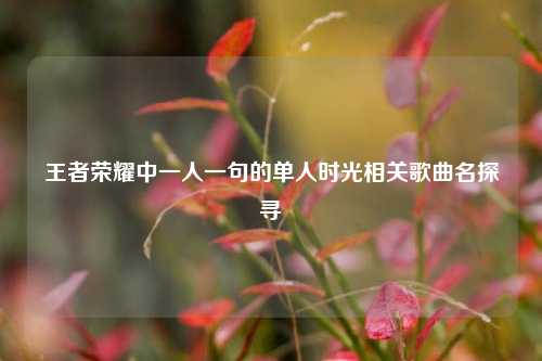 王者荣耀中一人一句的单人时光相关歌曲名探寻