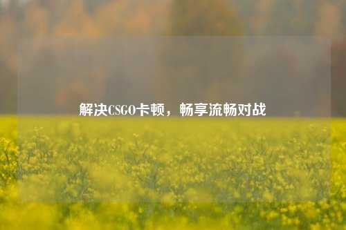 解决CSGO卡顿，畅享流畅对战