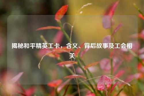 揭秘和平精英工卡，含义、背后故事及工会相关