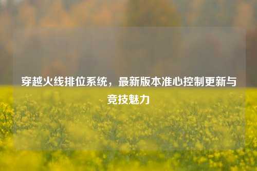 穿越火线排位系统，最新版本准心控制更新与竞技魅力