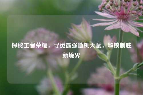 探秘王者荣耀,寻觅最强随机天赋,解锁制胜新境界